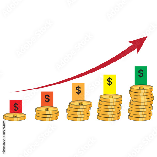 Financial Growth Chart with Dollar Coins