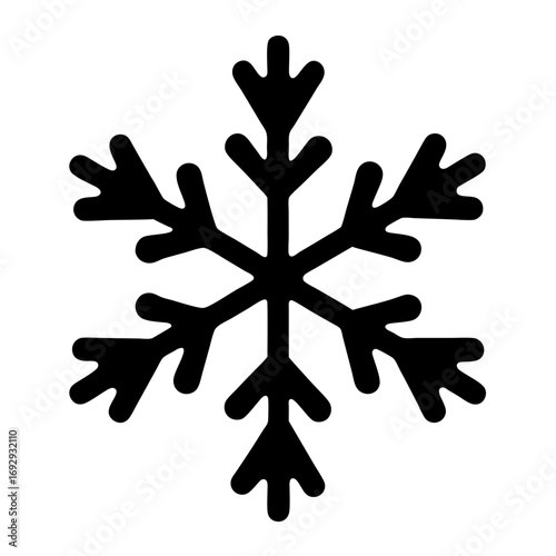 Simplified black and white snowflake vector illustration for holiday designs and art