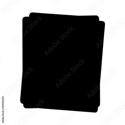Abstract representation of a stack of black papers with rounded corners isolated