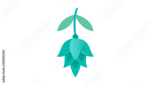 Teal Jade Vine Flower Minimalist Vector Graphic turquoise