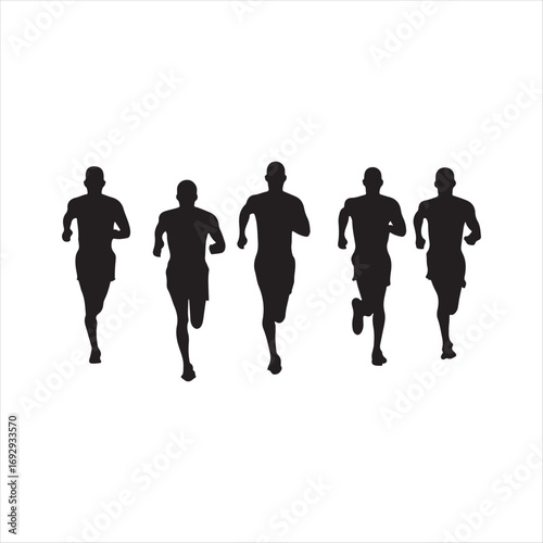 marathon runners sketch art vector silhouette doodle logo design