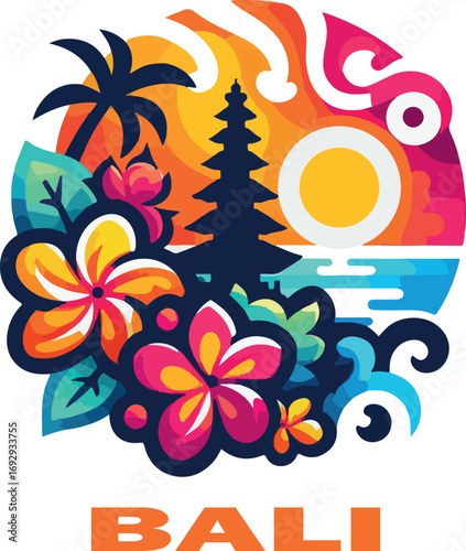 Bali indonesia logo icon vector white background .