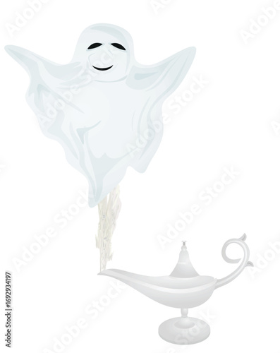 Grey old retro magic lamp. vector