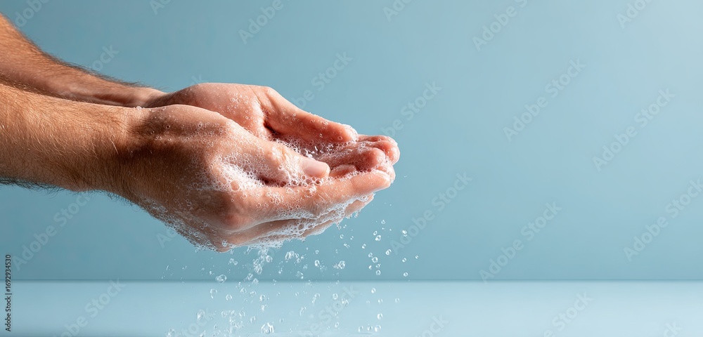 Fototapeta premium Man Washing Hands with Soap