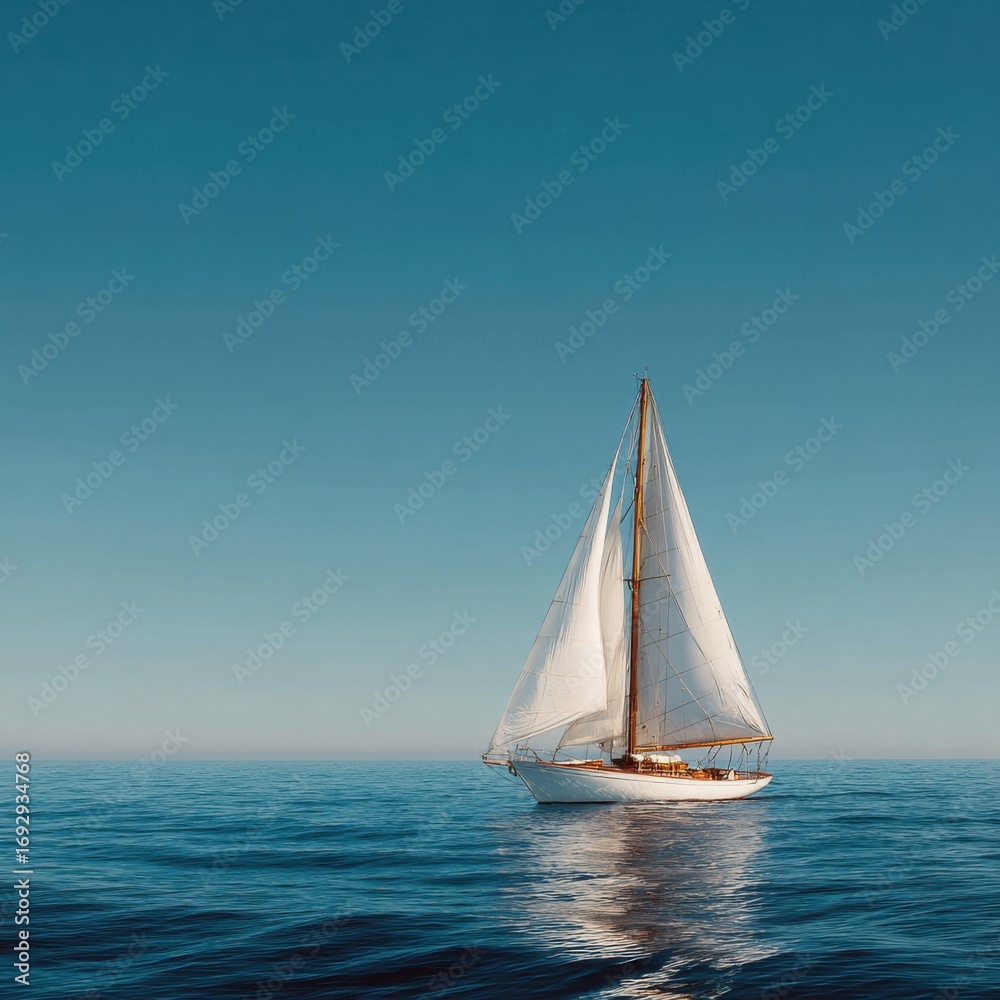 Fototapeta premium Sailboat on a Calm Sea