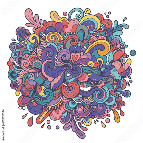 Abstract colorful ornate pattern with vibrant swirls and shapes. Intricate design with a dynamic and complex visual structure. Abstract art for a variety of uses -