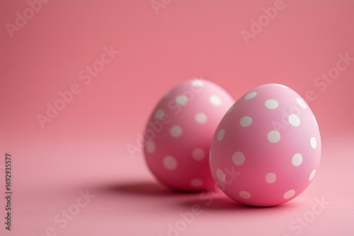 Colorful Pink Polka Dot Eggs on a Soft Pink Background for Festive Decoration