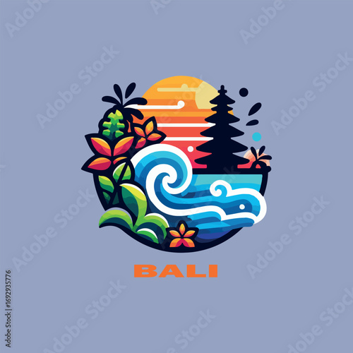 Bali indonesia logo icon vector white background .