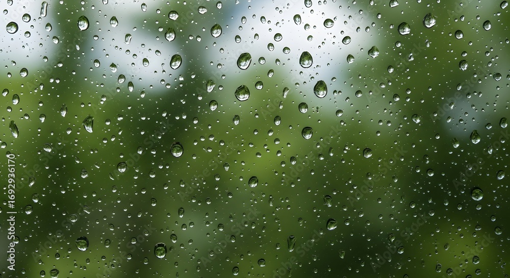 custom made wallpaper toronto digitalRain droplets on glass window creating abstract reflective texture with blurred nature background