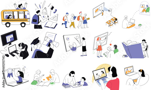 Education learning and teaching concepts school bus