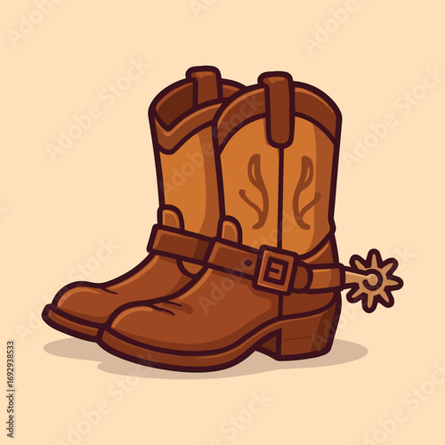 Cowboy boots with spurs vector cartoon