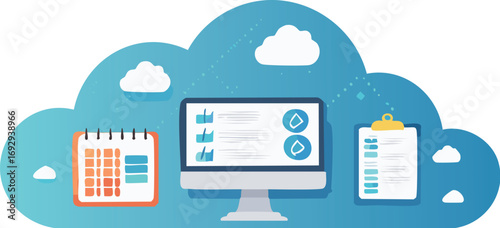 cloud, computer, computing, technology, internet, icon, network, communication, business, laptop, mobile, concept, data, vector, illustration, server, cloud computing, tablet, web, phone, 3d, connecti
