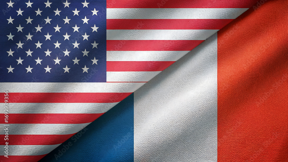 Fototapeta premium Flag of the USA and France