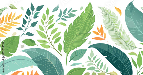leaf, nature, plant, pattern, vector, tree, illustration, green, leaves, design, floral, flower, decoration, spring, seamless, art, element, icon, wallpaper, natural, foliage, branch, set, environment