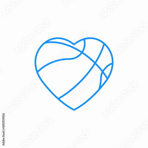 basketball love heart icon sign vector