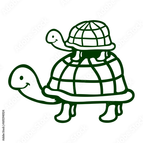 2 turtles piggyback mummy daddy child riding cute