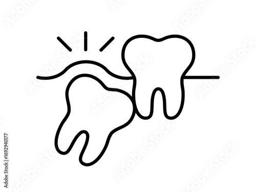 Wisdom tooth causing dental problems line icon. Impacted molar, dental pain, oral health issues and tooth extraction symbol. Dentistry, orthodontics, oral surgery and dental care concepts. Vector
