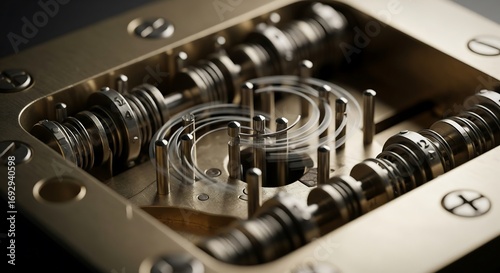 Intricate Gold Gear Mechanism.