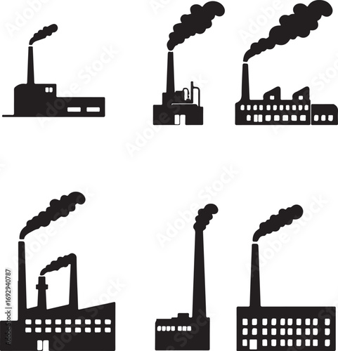 Factory silhouettes industry pollution smoke