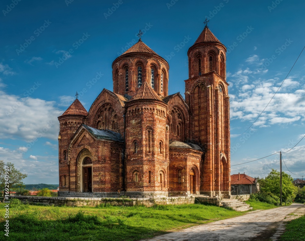 Fototapeta premium Orthodox Church in Sunny Landscape