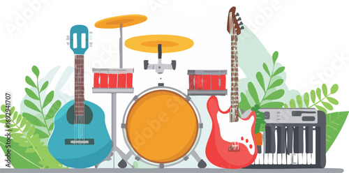 guitar, electric, music, instrument, rock, isolated, musical, string, bass, sound, white, black, vector, band, red, jazz, wood, play, object, musician, concert, equipment, metal, strings, illustration