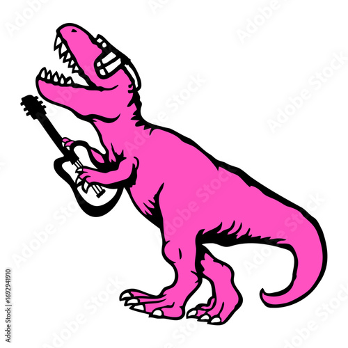 T-Rex Playing Electric Guitar Rock Band Music Sunglasses