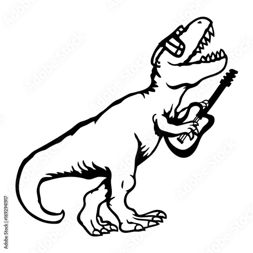 T-Rex Playing Electric Guitar Rock Band Music Sunglasses