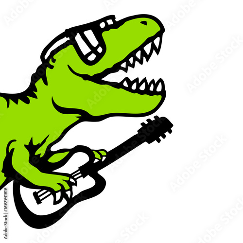 T-Rex Playing Electric Guitar Rock Band Music Sunglasses