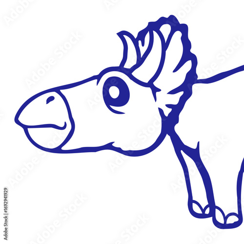 Triceratops Half Side Dinosaur 2 Horns Friendly Dino Cute