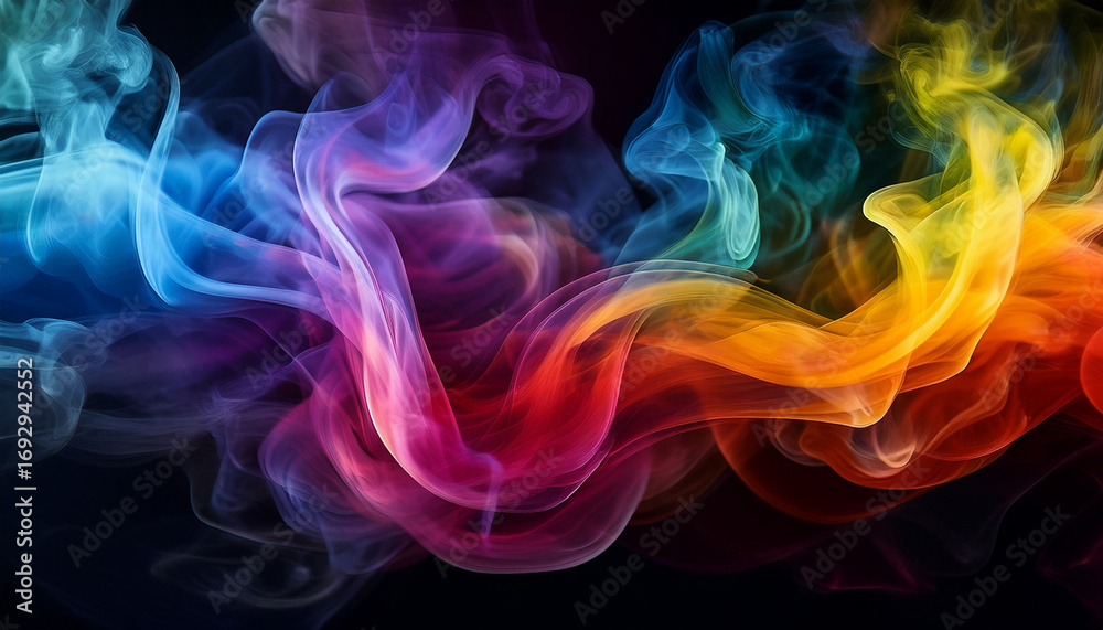 Fototapeta premium Color Spectrum Smoke Flow A Mesmerizing Display Of Colored Smoke Dances Gracefully Across The Scene Blending Hues To Create An Ethereal And Dynamic Composition Offering A Visual Experience