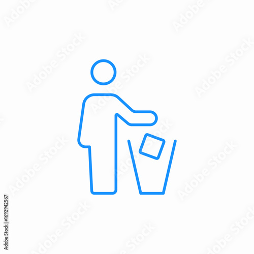 throw garbage to bin icon sign vector