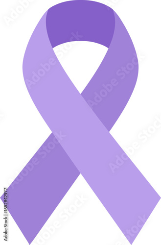 A simple, flat design of a light purple awareness ribbon symbolizing support and solidarity.