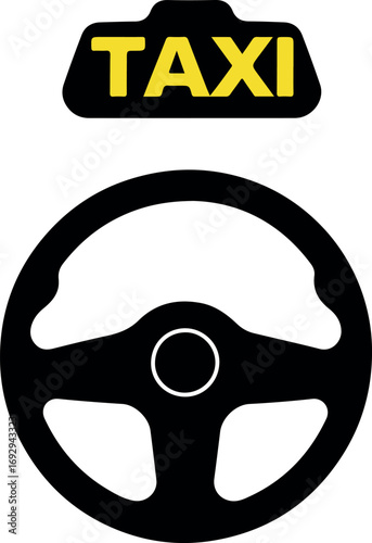 Taxi driving service steering wheel