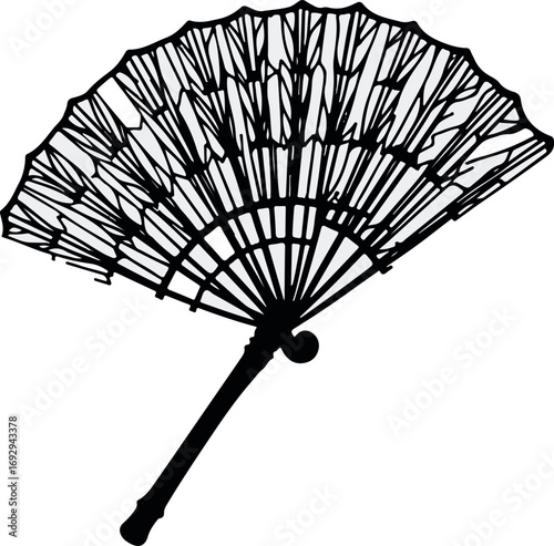 Vintage Asian Folding Fan Design