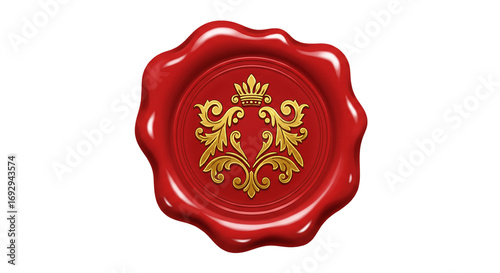 red and gold wax seal isolated on white background vector  
