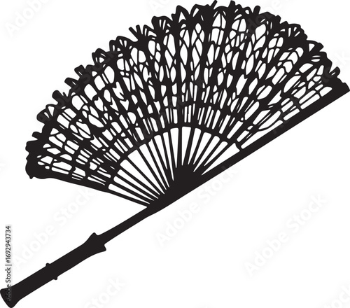 Elegant decorative hand fan silhouette