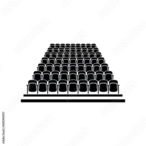 Rows of black stadium seats in a tiered arrangement auditorium seats theater seats