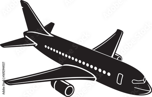 Airplane black outline flying vector