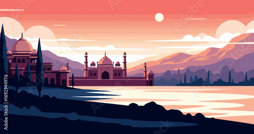 Agra Vector Travel Poster, Cinematic Minimal Landscape Art