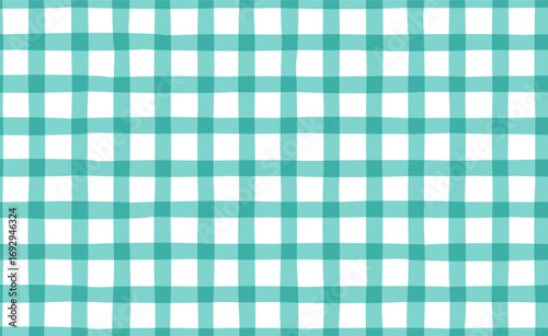 Cute turquoise vichy print in baby style. Tartan seamless pattern. Vector illustration of tartan vichy plaid for textile, packaging and fabric print in picnic style.