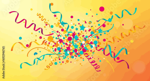 Colorful Confetti and Streamers Celebration Background Design