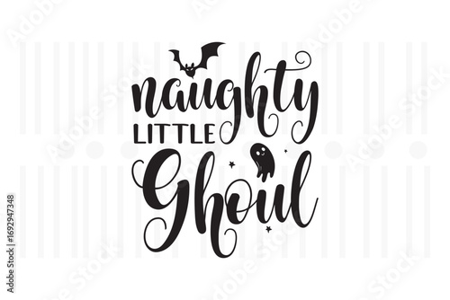 Naughty little ghoul with bat vector, halloween design, halloween vector file