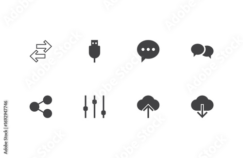 Internet and Things Icon Set Vector Illustration – Modern Web, IoT, Technology, Communication, and Smart Device Symbols for Digital Platforms, Apps, Websites, and User Interface Design