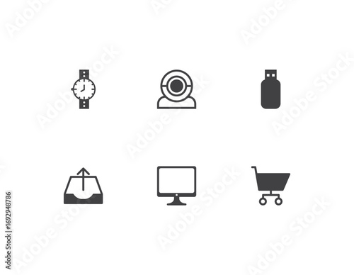 Internet and Things Icon Set Vector Illustration – Modern Web, IoT, Technology, Communication, and Smart Device Symbols for Digital Platforms, Apps, Websites, and User Interface Design