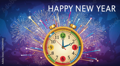 Stylized Golden Twin-Bell Alarm Clock with a Colorful Face and Segmented Rim.