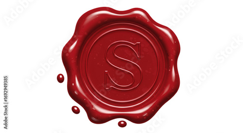 red and gold wax seal with letter s isolated on white background vector  
