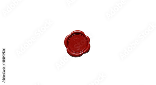 red wax seal isolated on white background ,top view 