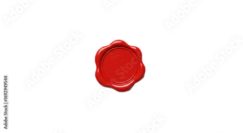 red wax seal isolated on white background ,top view 