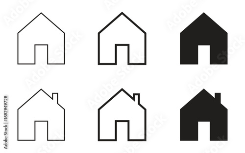 Minimal Home Icons in Black and White