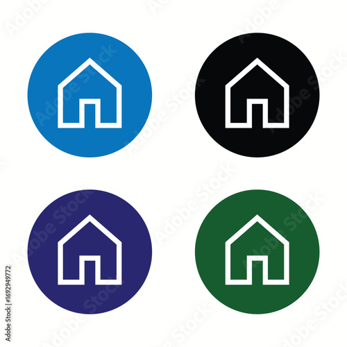 Colorful Round Home Icon Set